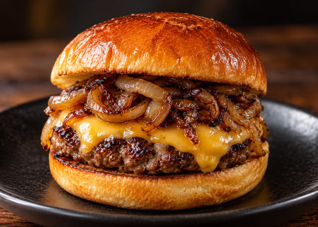 The Classic Grill Burger with fries.