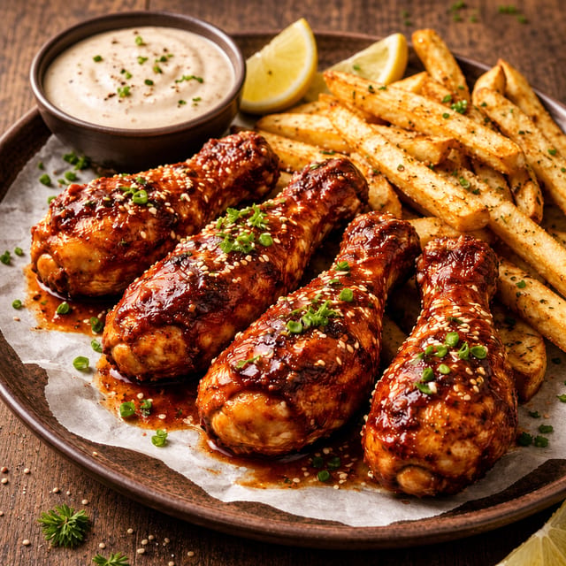 Combo: Sriracha Chicken Buffalo Wings (4 pcs) with Fries.
