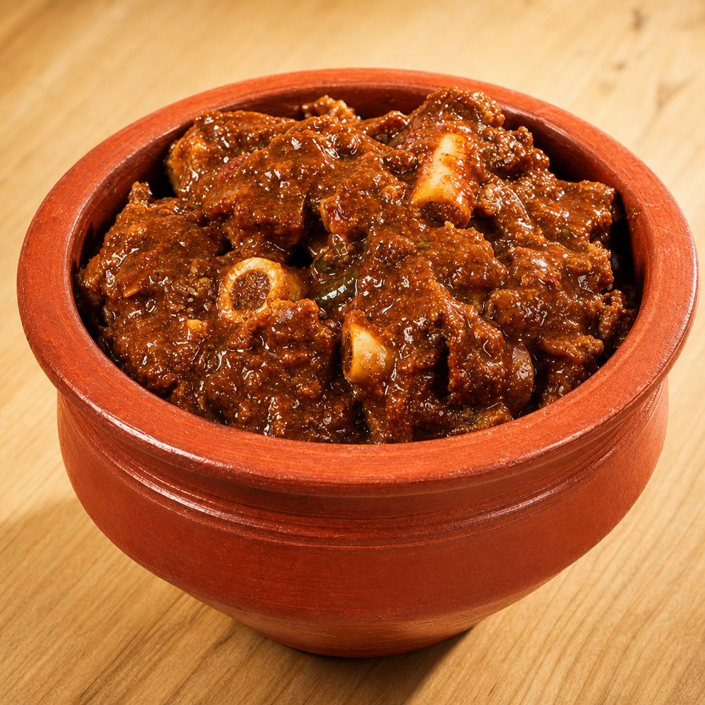 MUTTON BONE-IN SPICY (served in the reusable claypot).