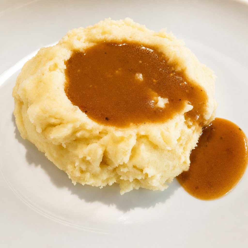 Mashed Potato with Brown Gravy.
