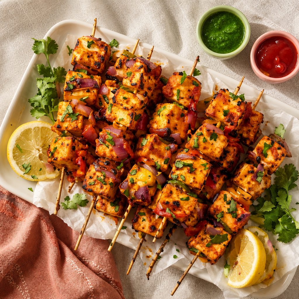 Garden Paneer Skewers.