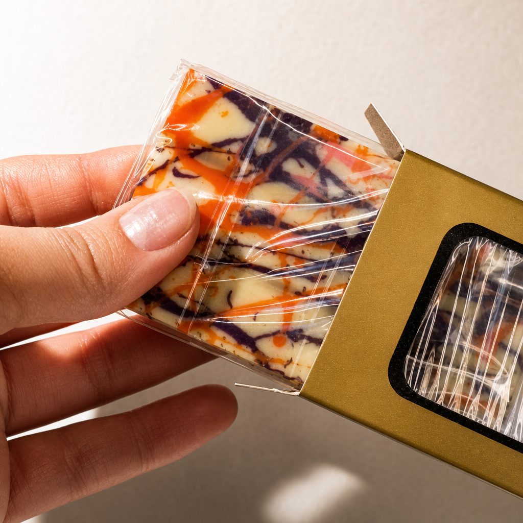 White Dubai Style Chocolate with Mango, Passion Fruit and Popping Chocolates.