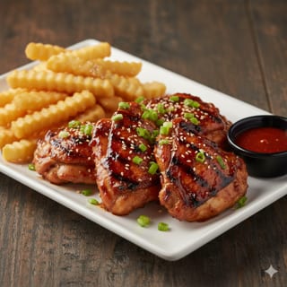 Combo: Korean Barbeque Chicken Thighs (4 boneless pcs) with Fries
