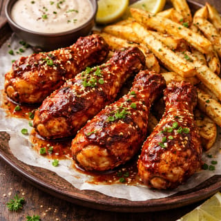 Combo: Sriracha Chicken Buffalo Wings (4 pcs) with Fries