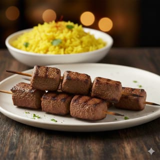 Combo: Beef Mediterranean Kebab (4 pcs) with Saffron Rice Pilaf