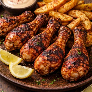 Combo: Peri-Peri Chicken Drumsticks (6 pcs) with Potato Wedges