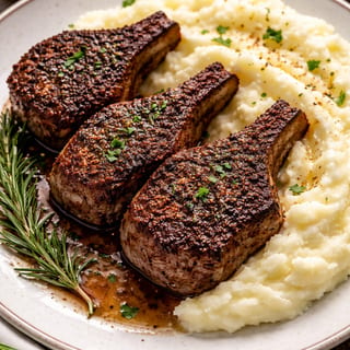 Combo: Lamb Loin Chops (2 pcs) in Tomahawk rub with Mashed Potato