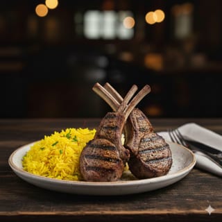 Combo: Goat Chops (4 pcs) in Rogan Josh with Saffron Rice Pilaf
