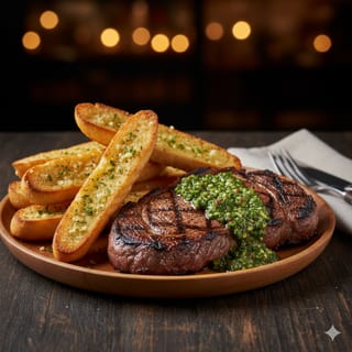 Combo: Ribeye in Chimichurri (14-16 oz) with Garlic Breadsticks