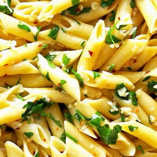 Pasta garnished with Herbs and Butter